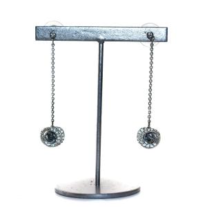 Generation ドロップピアス 両耳用 ラウンド ラインストーン シルバーカラー 青 ブルー 5636515