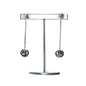 SWAROVSKI Generation ドロップピアス 両耳用 ラウンド ラインストーン シルバーカラー 青 ブルー 5636515