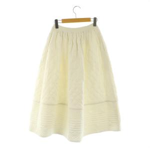 Chesty 21AW デザインキルティングスカート ロング フレア ギャザー 0 オフホワイト