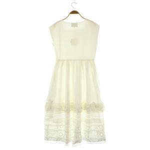 Chesty 22SS ニットドッキングフリルワンピース ロング ノースリーブ スクエアネック ティアード 0 白 ホワイト