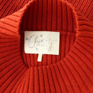 Chesty ロボット ワッペン ニット プルオーバー セーター 長袖 ビジュー F 赤 レッド