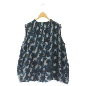 45rpm ノースリーブ カットソー フラワー 花柄 フリンジ 3 L 青 ブルー