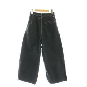 ステッチ ワイドパンツ ジッパーフライ コットン 36 黒 ブラック