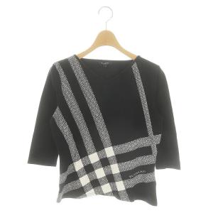 Vネック 七分袖 カットソー プルオーバー 1 紺 ネイビー