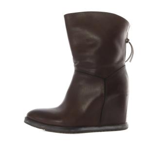 ショートブーツ レザー インヒール 36 23cm 茶色 ブラウン /SR39 SH