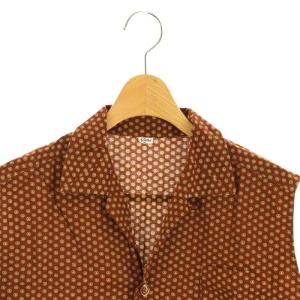 45rpm ノースリーブシャツ 柄 オープンカラー 前開き 3 茶 ベージュ ライトベージュ /DO OS