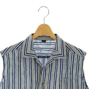 45rpm シャツ ノースリーブ ストライプ 3 紺 ネイビー オフホワイト