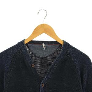 45rpm 藍染めニットカーディガン 長袖 コットン 3 紺 ネイビー 濃紺 ダークネイビー