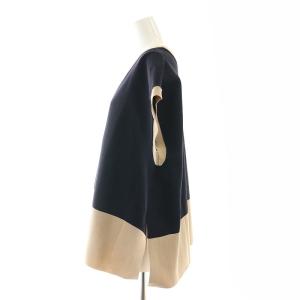 UNITED ARROWS ミニマル 2WAY フレンチスリーブ ニットベスト Vネック 紺 ネイビー ベージュ