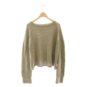 Deuxieme Classe 24SS Beauty プルオーバー ニット セーター 長袖 クロップ丈 コットン F グレージュ