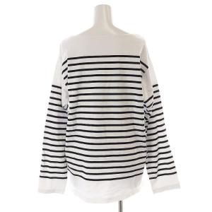 Deuxieme Classe ボーダーボートネックカットソー 長袖 F 白 ホワイト 黒 ブラック