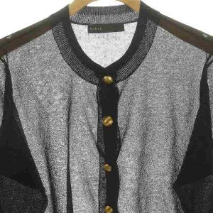 NOBLE 24SS ラメトリミングシアークルーショートカーディガン 長袖 黒 ブラック /DO OS