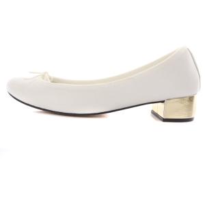 Repetto バレエシューズ パンプス リボン レザー 38 24cm 白 ホワイト