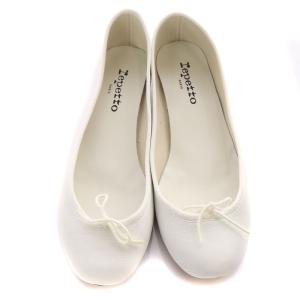 Repetto バレエシューズ パンプス リボン レザー 38 24cm 白 ホワイト