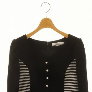 BORDERS at BALCONY 22AW HEART NECK TWILL BLOUSE 36 ブラック