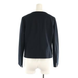 ELISA スーツ セットアップ上下 ノーカラージャケット ジップアップ スカート ロング タイト ストレッチ 3 紺 ネイビー