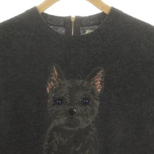 MUVEIL 犬ニットプルオーバー セーター 長袖 ウール混 38 グレー