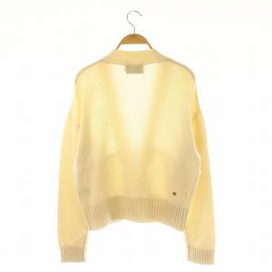 MUVEIL 装飾付きカーディガン ニット 長袖 Vネック スパンコール装飾 38 アイボリー 白 ホワイト