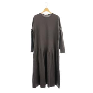 ロングスリーブタックワンピース ロング 長袖 カットソー オーバーサイズ コットン F グレー /MY