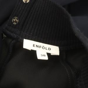 ENFOLD PEダブルクロス ハイネックブラウス プルオーバー 長袖 38 濃紺 ダークネイビー