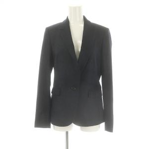 UNITED ARROWS ウールセットアップ スーツ 上下 テーラードジャケット ワイドパンツ シルク混 タック センタープレス 38 M 紺 ネイビー