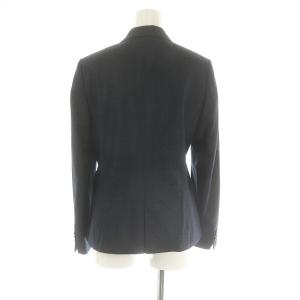 UNITED ARROWS ウールセットアップ スーツ 上下 テーラードジャケット ワイドパンツ シルク混 タック センタープレス 38 M 紺 ネイビー