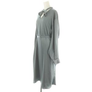 08sircus Silky twill stretch bow tie dress ワンピース ロング ミモレ Vネック