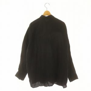 Deuxieme Classe ワイドリネン  WIDE LINEN シャツ ブラウス 長袖 フロントボタン F 黒 ブラック