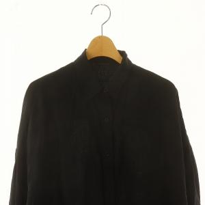 Deuxieme Classe ワイドリネン  WIDE LINEN シャツ ブラウス 長袖 フロントボタン F 黒 ブラック