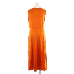 agnes b. サテンノースリーブワンピース ロング リボン 36 オレンジ