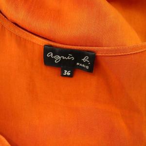 agnes b. サテンノースリーブワンピース ロング リボン 36 オレンジ