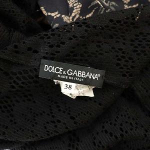 DOLCE&GABBANA レーシー レイヤードワンピース ミニ 半袖 イタリア製 38 黒 ブラック