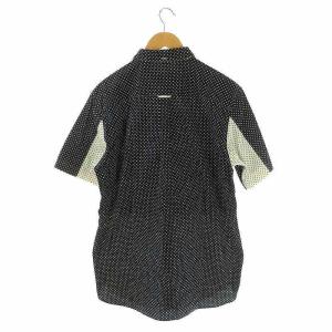 FUMITO GANRYU AD2011 ドット 切り替え 半袖シャツ L ネイビー ホワイト /HK OS SH