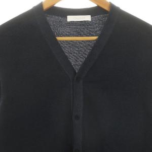Cruciani ウールニットカーディガン 長袖 Vネック 48 紺 ネイビー