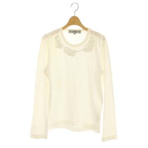 コムコム Jupe BY JACKIE パール装飾カットソー 長袖 クルーネック L オフホワイト /MY