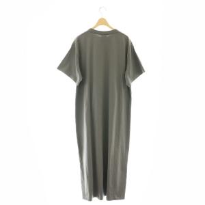 HYKE コットンクルーネックサイドスリットTワンピース ロング 半袖 2 グレー /DF OS