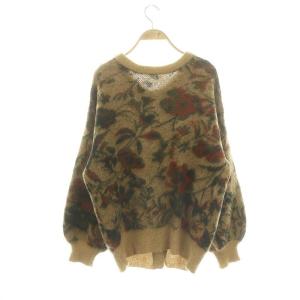 Ameri VINTAGE 3WAYノスタルジックラグニット セーター カーディガン 長袖 総柄 モヘヤ混 F ベージュ マルチカラー