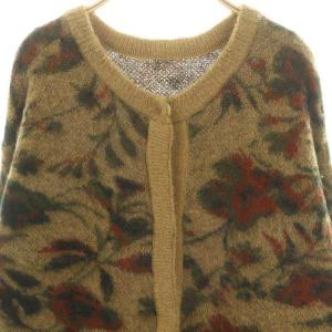 Ameri VINTAGE 3WAYノスタルジックラグニット セーター カーディガン 長袖 総柄 モヘヤ混 F ベージュ マルチカラー