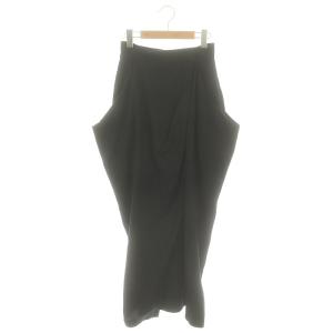 23SS Drape Satin Skirt スカート ロング スリット 36 黒 ブラック /DO OS
