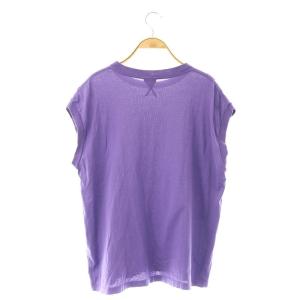 BLAMINK コットン クルーネック エンブレム ノースリーブ Tシャツ カットソー プルオーバー 1 S 紫 パープル