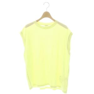 コットンクルーネック 刺繍 ショートスリーブTシャツ カットソー チュニック丈 黄色 イエロー /MI