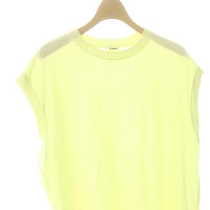 BLAMINK コットンクルーネック 刺繍 ショートスリーブTシャツ カットソー チュニック丈 黄色 イエロー /MI