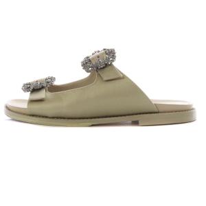 MANOLO BLAHNIK STURLUSHANGI ビジューサンダル 23.5cm グレージュ