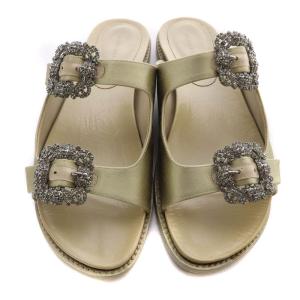 MANOLO BLAHNIK STURLUSHANGI ビジューサンダル 23.5cm グレージュ