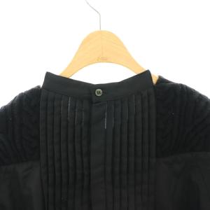 sacai バック切替ニット セーター 長袖 プルオーバー ウール 2 L 黒 ブラック