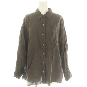 アサビックシャツ 長袖 リネン ダークブラウン