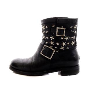 JIMMY CHOO エンジニアブーツ スタースタッズ レザー 37 24cm 黒 ブラック