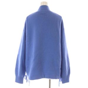 Theory OVERSIZED PO MERCER WOOL CASH カシミア混 スリット ニット セーター 長袖 ウール S ブルー