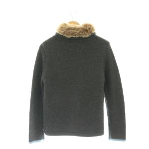 BURBERRY BLACK LABEL ラビットファー ニットジャケット ブルゾン ジップアップ 裏地ノバチェック柄 1 グレー 水色 茶色