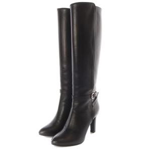 DIANA エナメル ロングブーツ レザー ポインテッドトゥ 22.5cm 黒 ブラック /SR18